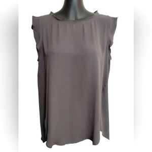 LOFT | Slate Gray 🩶 Sleeveless Ruffled Top | Size Medium